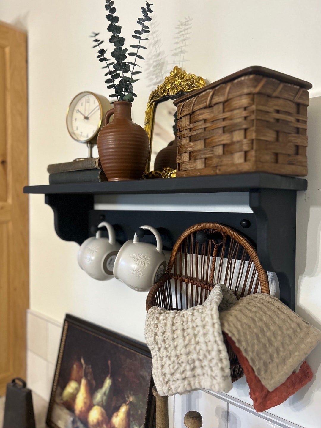 Easy to Hang Shaker Peg Shelf, Wood Display Shelf, Wall Hung Coat Rack ...