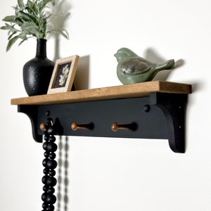 Shaker peg shelf | coat rack with shelf | wood shelf with pegs | decor display shelf | entryway shelf with peg rail | shelf with hooks