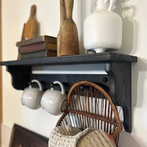 Shelf with hooks, peg shelf, entryway organization, Shaker peg coat rack, rustic home decor, shelf with hooks, wood bracket shelf, farmhouse