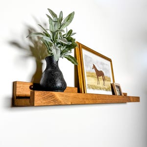 Ledge shelf, floating picture shelf, floating book shelf, wood display shelf, wooden picture or book shelf, art shelf, rustic floating shelf