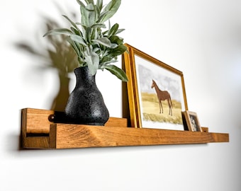 Ledge shelf, floating picture shelf, floating book shelf, wood display shelf, wooden picture or book shelf, art shelf, rustic floating shelf