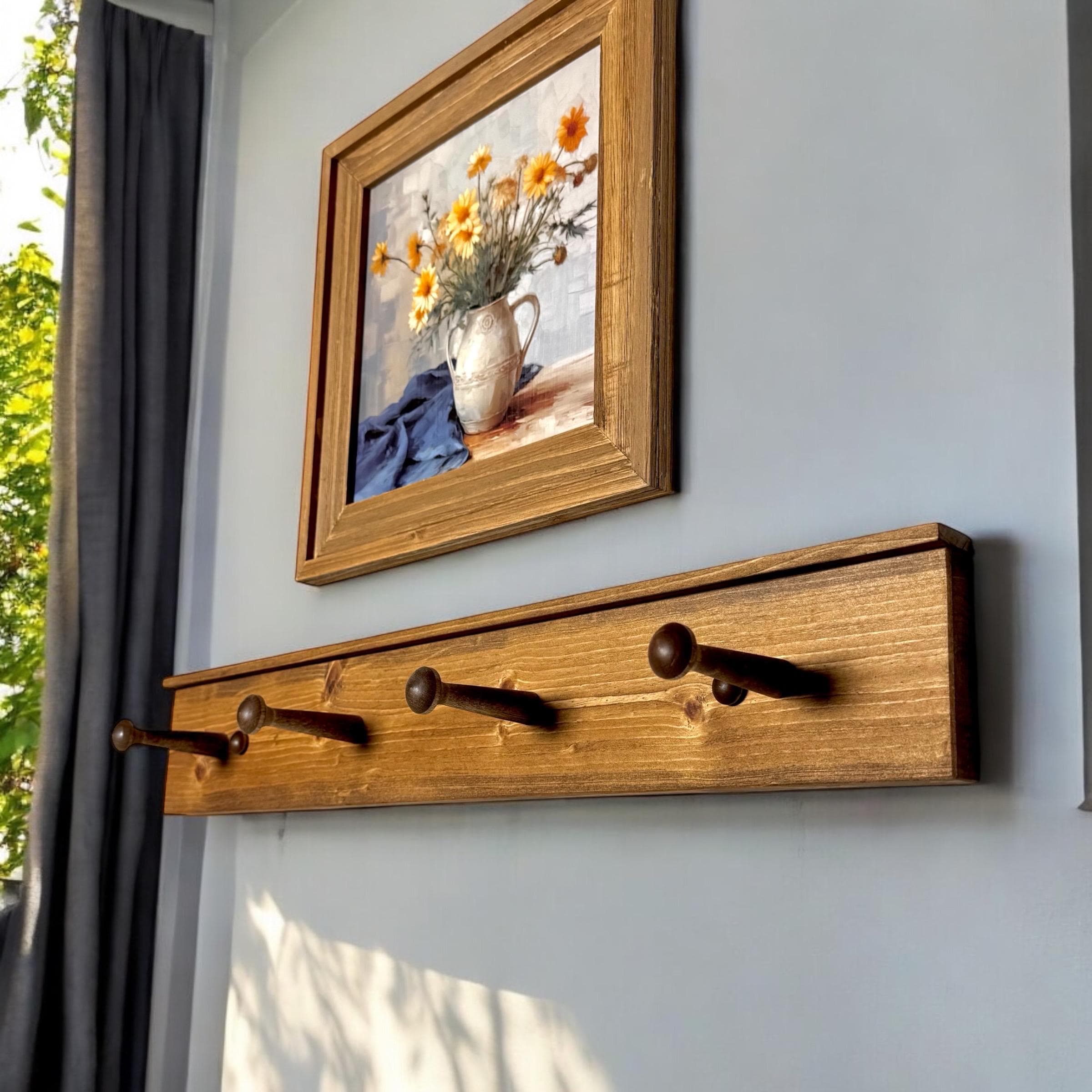 New Ridge Peg Rack Peg Rail With Wooden Shaker Pegs, Coat Rack, Wall Mounted Coat Rack ...