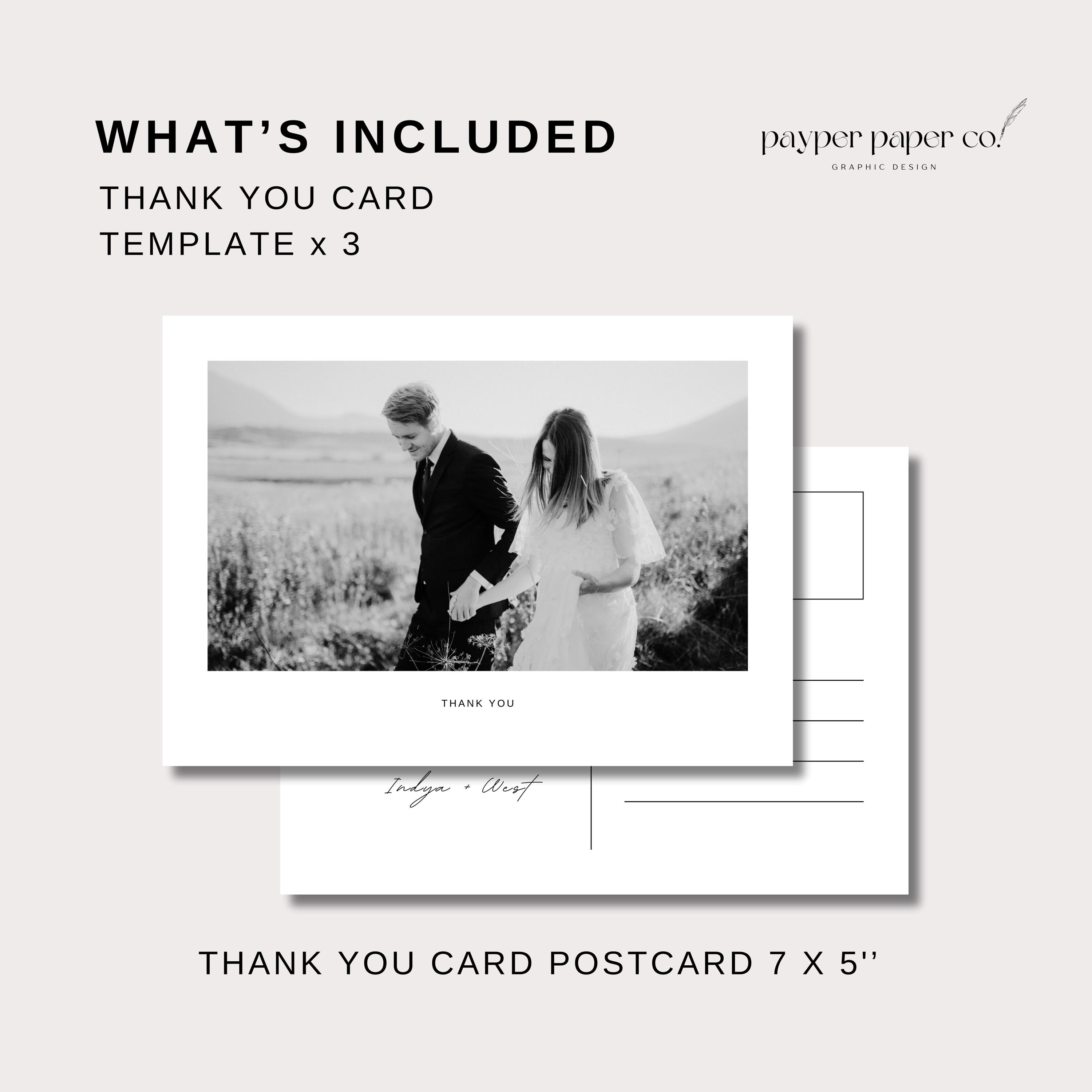 Minimalist Wedding Thank You Card With Photo / Typographic Thank You ...