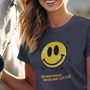 Smile More Often So Your Face Won&#39;t Crack Unisex Jersey Short Sleeve Tee, Grumpy Men&#39;s Gag T-Shirt, Cute Smiley Face Women&#39;s Funny T-Shirt