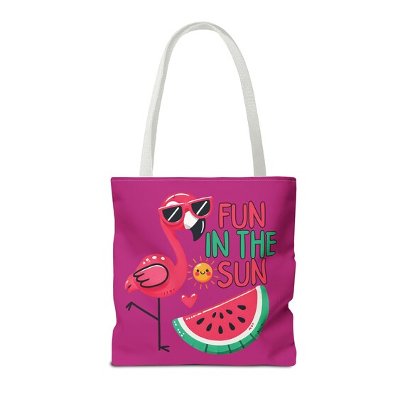 Sac Shopping Réutilisable Rose Flamant Rose, Motif Tropical, Taille Moyenne