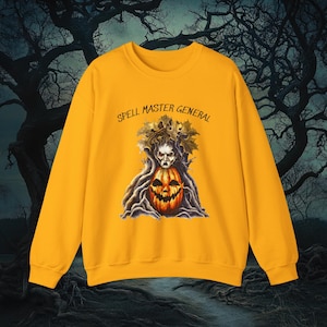 Spooky Halloween Sweatshirt: Witch, Jack-O-Lantern, Haunted Tree
