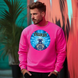 Taurus Zodiac Bull Sweatshirt, Astrology Pullover, Zodiac Sign, Horoscope Crew Neck, Taurus Gift, Blue Gold Sweatshirt