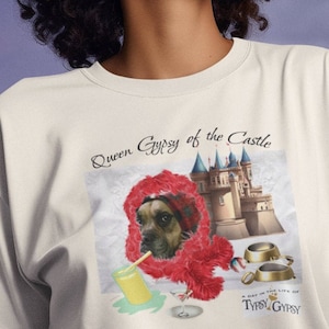 Typsy Gypsy Series Unisex Jersey Short Sleeve Tee, Drunk Dog Funny Shirt, Dog Lovers Gift Pampered Queen Gypsy of the Castle Women's T-Shirt