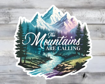 The Mountains are Calling Vinyl Sticker - Scenic Wilderness Landscape Decal
