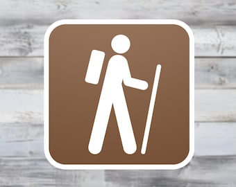Hiking National Park Symbol Vinyl Sticker - Scenic Trail Decal