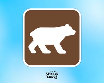 NPS Bear Viewing Vinyl Sticker - Brown National Park Symbol Decal