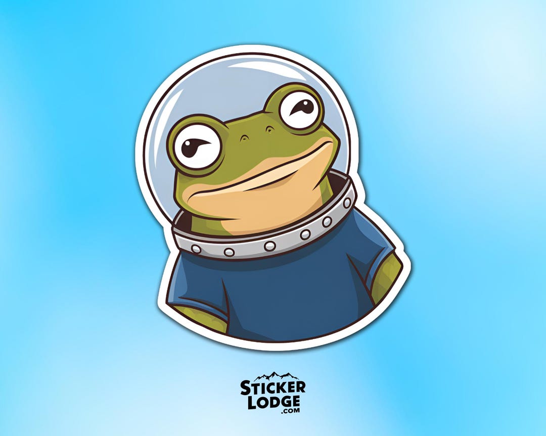 Astronaut Frog Vinyl Sticker – Cartoon Space Explorer Decal - Etsy