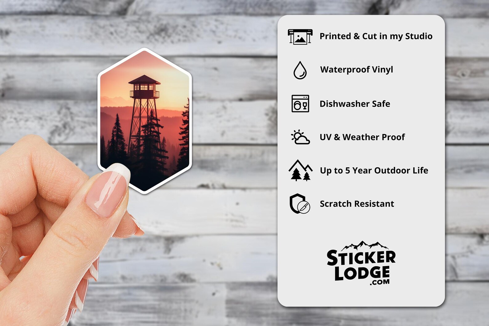 Fire Watch Sticker Firewatch Tower Sunset Vinyl Sticker - Forest Lookout Adventure Decal ...