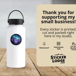 Northern Lights Forest Vinyl Sticker | Sticker Lodge