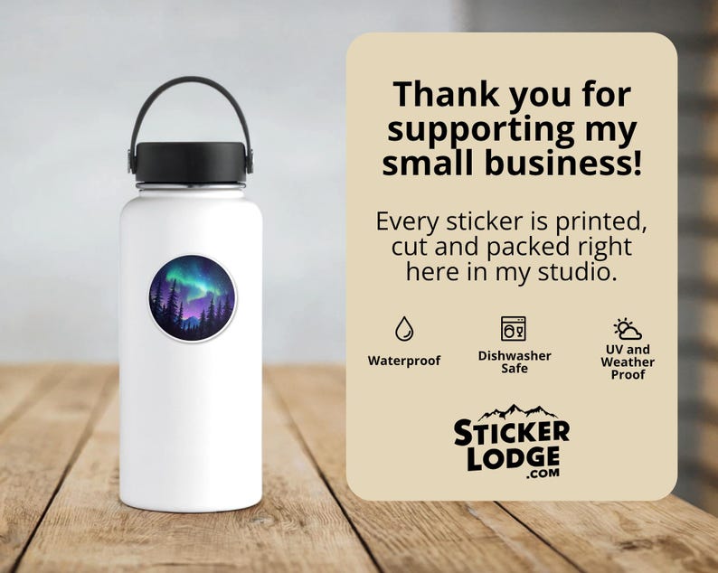 Northern Lights Forest Vinyl Sticker | Sticker Lodge