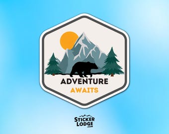 Adventure Awaits Nature Vinyl Sticker - Hiking Camping Exploration Decal