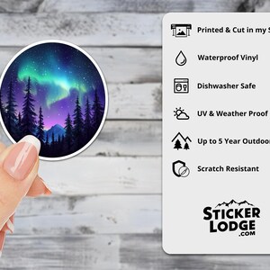 Northern Lights Forest Vinyl Sticker | Sticker Lodge