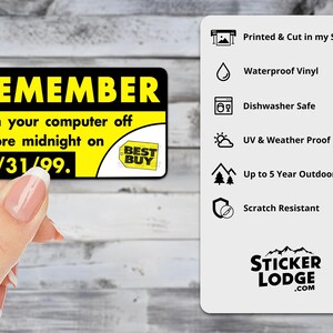 Remember Y2K Turn Off Your Computer Vinyl Sticker | Sticker Lodge