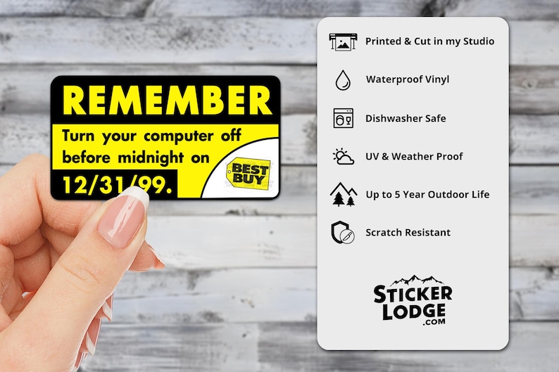 Remember Y2K Turn Off Your Computer Vinyl Sticker | Sticker Lodge