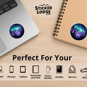 Northern Lights Forest Vinyl Sticker | Sticker Lodge