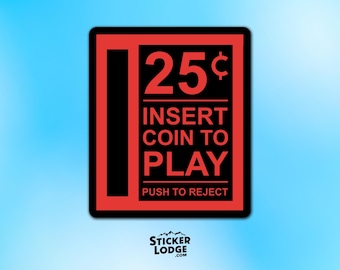 Retro Arcade Insert Coin Vinyl Sticker - Waterproof Gaming Nostalgia