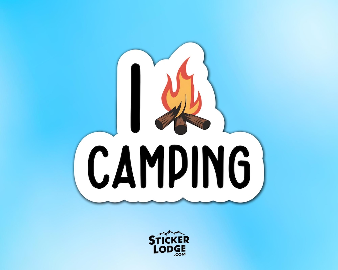 I Love Camping Vinyl Sticker - Cozy Campfire Decal - Etsy