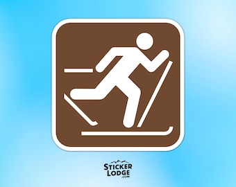 Cross Country Skiing National Park Symbol Vinyl Sticker - Winter Skier Decal