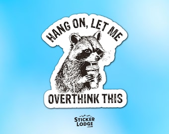 Hang On, Let Me Overthink This Vinyl Sticker - Funny Raccoon Meme Decal