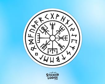Viking Compass Vegvisir Rune Amulet Vinyl Sticker - Nordic Wayfinder Decal