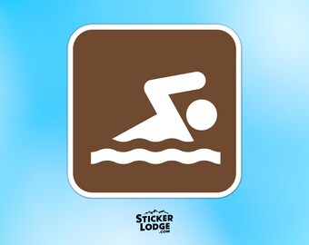 Swimming National Park Symbol Vinyl Sticker - Swimmer Decal