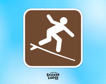 Surfing National Park Symbol Vinyl Sticker - Surfer Decal
