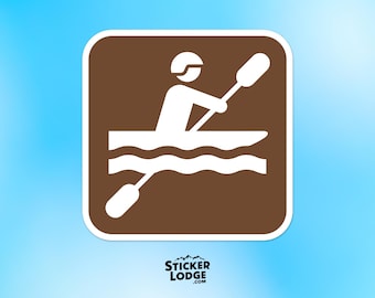 Kayaking National Park Symbol Vinyl Sticker - Paddler River Adventure Decal