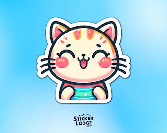 Kawaii Cat Vinyl Sticker: Waterproof Laptop Decal