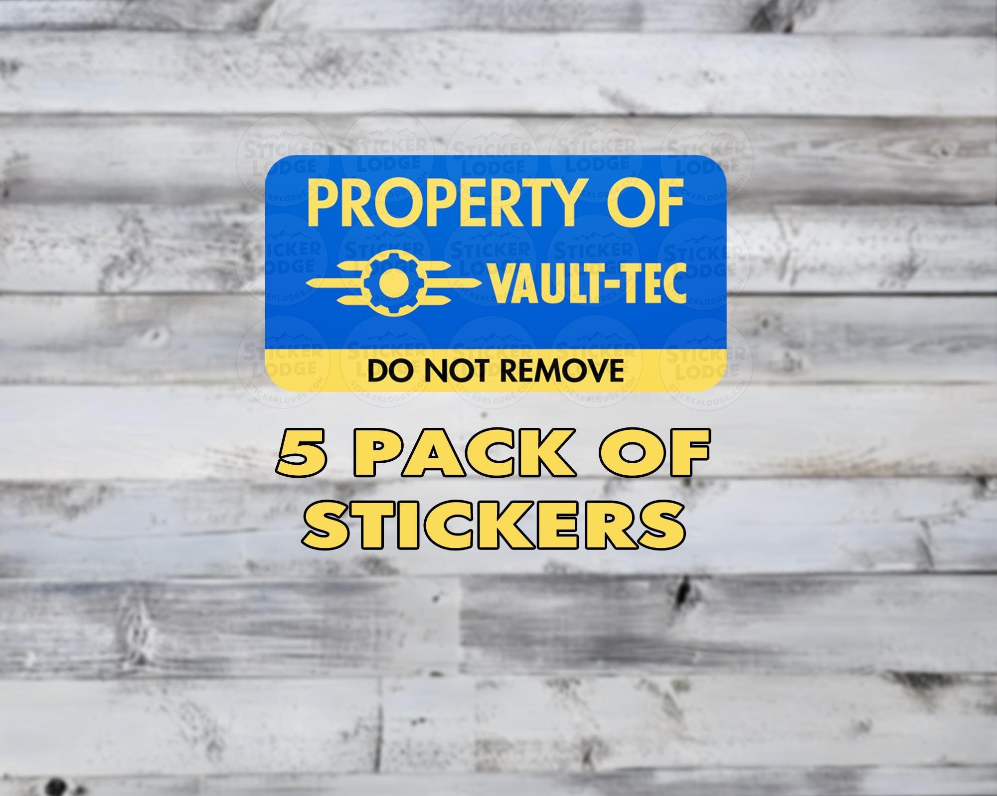 Fallout Vault Tec Asset Tag Vinyl Sticker Matte - 5 Pack - Fan Art - Perfect Gift for Techs, Phone Cases, Water Bottles, Laptops & more