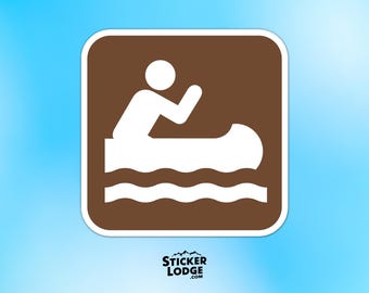 Canoe National Park Symbol Vinyl Sticker - Paddler River Water Decal