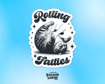 Rolling Fatties Vinyl Sticker - Funny Chubby Cat Decal