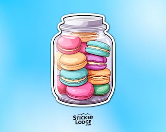 Colorful Macaron Jar Vinyl Sticker - Sweet Cookie Food Decal