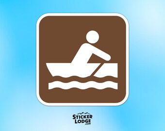 Rowboating National Park Symbol Vinyl Sticker - Rowboat Decal