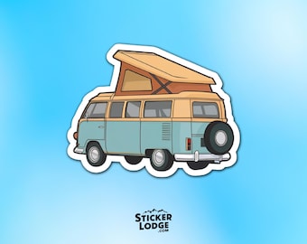 Vintage Van Life Campervan Vinyl Sticker - Retro Beach Adventure Decal