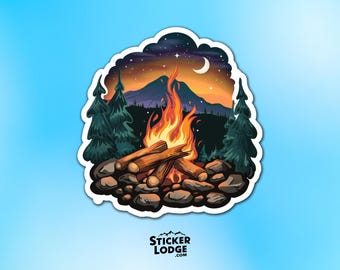 Campfire Under the Stars Vinyl Sticker – Night Camping Adventure Decal