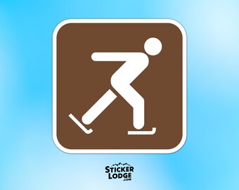 Ice Skating National Park Symbol Vinyl Sticker - Winter Ice Skater Decal