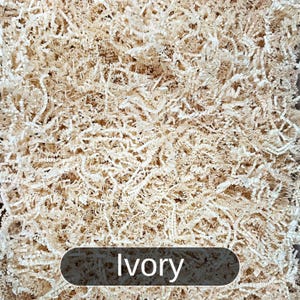 May include: Ivory colored shredded paper, commonly used for packing and gift wrapping.