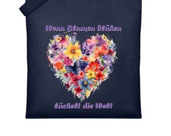 When flowers bloom the world smiles - organic jute bag