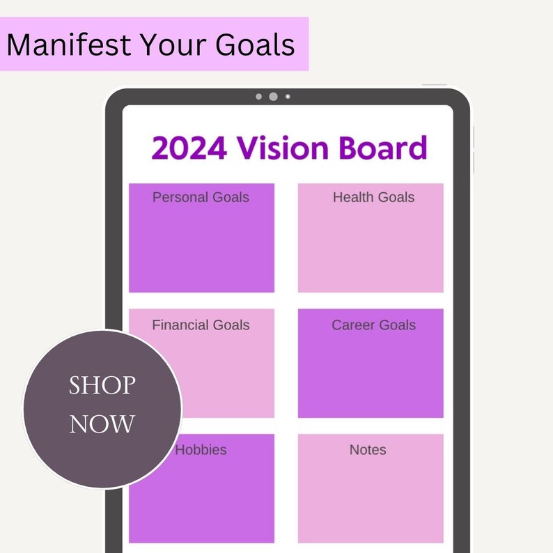 2024 Vision Board Printables, Vision Board Digital, Goal Planner