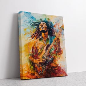 Art mural Bob Marley, impression poster Bob Marley, décoration murale toile Bob Marley Popart, cadeau fans Bob Marley, toile Bob Marley, cadeau Bob Marley.