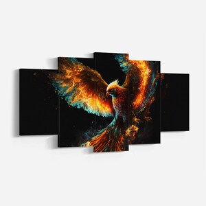 Decorazione murale raffigurante un uccello fenice, decorazione murale raffigurante un uccello colorato, stampa poster raffigurante un uccello fenice, decorazione murale su tela raffigurante un uccello fenice, regalo su tela raffigurante un uccello fenice.