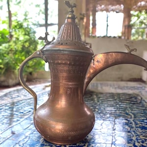 19th Century Middle Eastern Dallah Coffee Pot - Turkish Ottoman Bronze and Brass