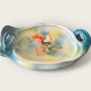 Antique Royal Bayreuth Porcelain Floral Plate –Unique Shape