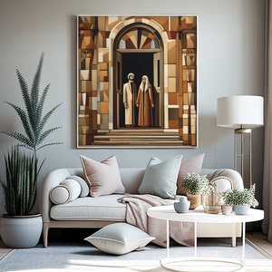 Cubist Earth Tones  Moroccan Couple Posters (5 pieces) cubism painting, cubist painting, avant-garde painting, cubist moroccan, cubism art