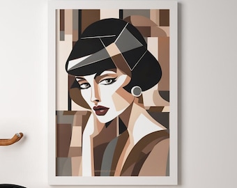 Femmes cubistes vintage (paquet de 5), peinture d'avant-garde, captivante, cubisme abstrait, art mural cubiste, cubisme, art du cubisme, peinture d'avant-garde